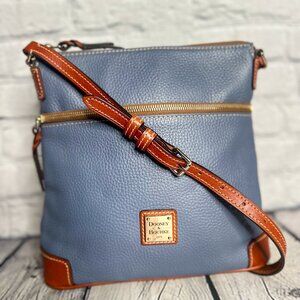 Dooney & Bourke Pebble Grain Leather Letter Carrier Crossbody Bag Blue